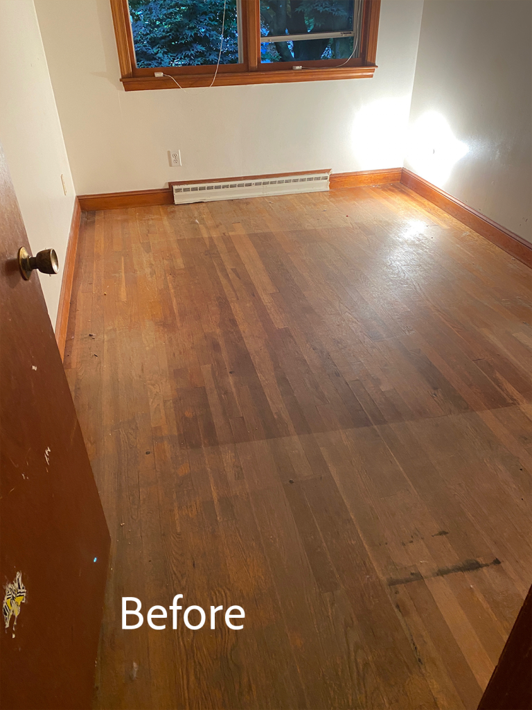 Before - Worn Wood Floors - Bedroom