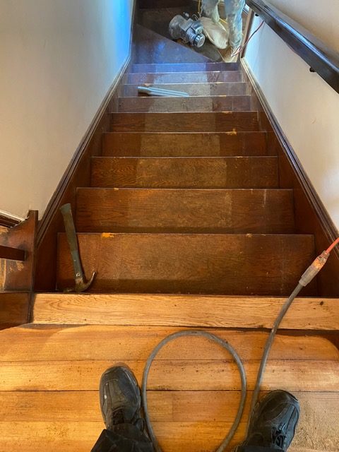 Sanded and refinished pine wood floors In Watertown, MA.

