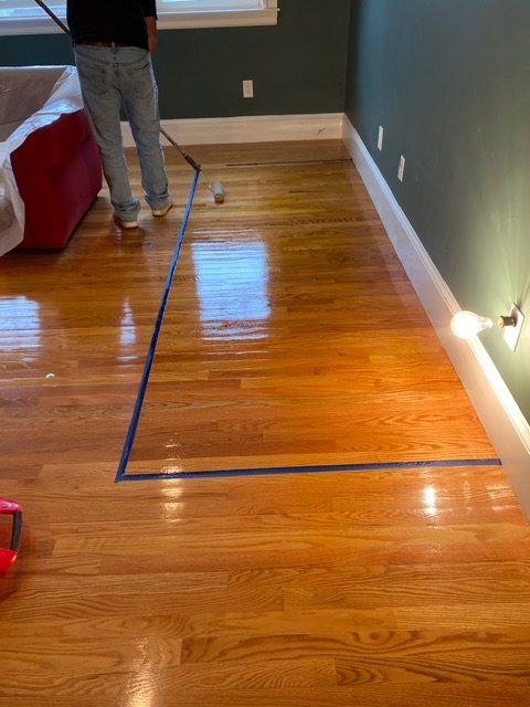 Wood Patching in Lexington, MA
Client in Lexington removed a built in cabinet that had no flooring beneath.  We patched in new Red Oak, sanded, stained to match, and refinished…..flawless!
